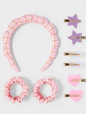 ROLLER RABBIT GEO HEARTS Headband Hair Clip Set